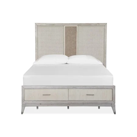 Contemporary Queen Storage Bed with Upholstered Headboard