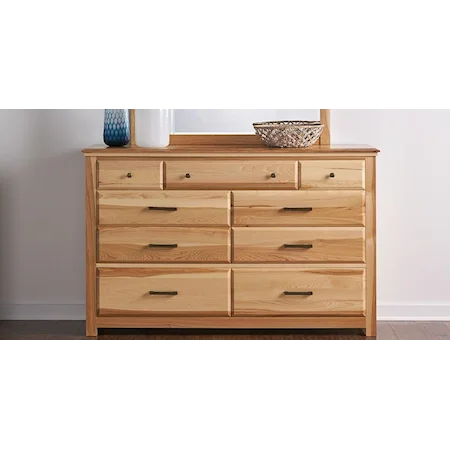 Transitional Solid Wood 9-Drawer Dresser with Felt Lined Top Drawers