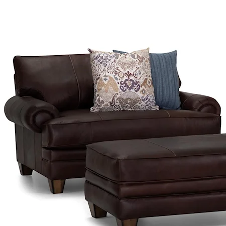 Transitional Chair and a Half with Rolled Arms