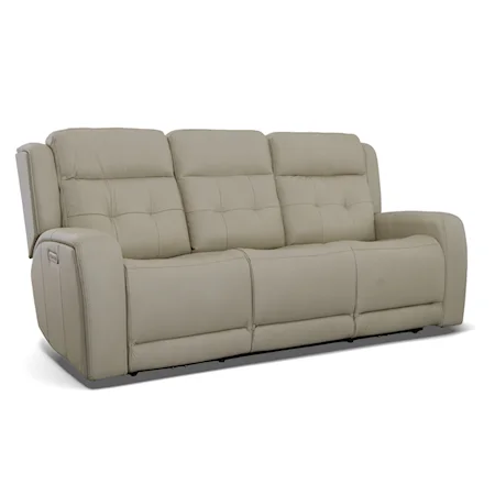 Transitional Power Reclining Sofa with Power Headrest and Storage Console