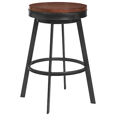 26" Counter Height Barstool in Mineral Finish with Walnut Wood Seat