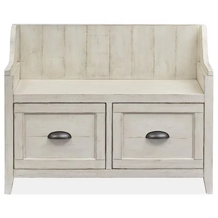 Vintage Farmhouse Storage Bench with 2 Drawers