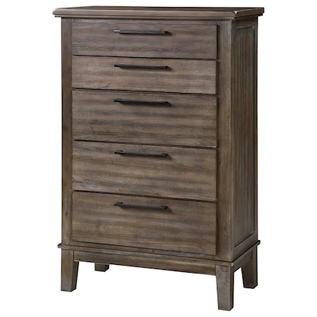 Transitional 5 Drawer Chest of Drawers with Felt Lined Top Drawer