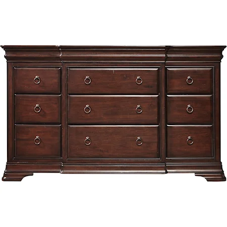 Transitional 12-Drawer Dresser with Drop Front Drawer