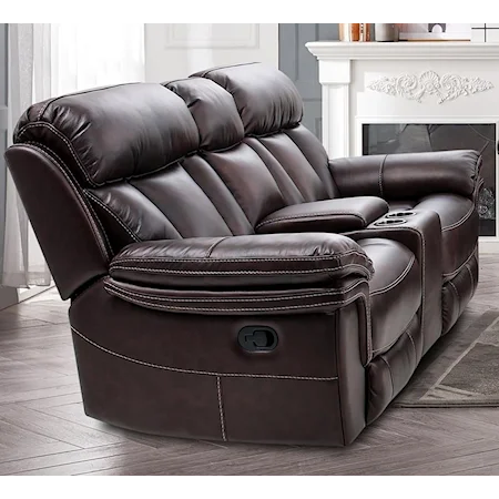 Contemporary Power Reclining Console Loveseat with Cupholders