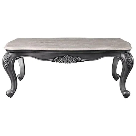 Traditional Coffee Table with Marble Top