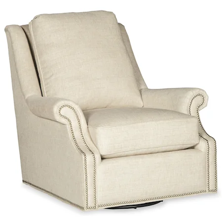 Traditional Swivel Glider Chair with Nailhead Trim
