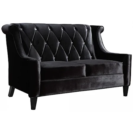 Transitional Loveseat with Diamond Tufted Back