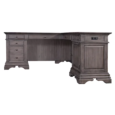 Traditional L-Shaped Desk with Outlets