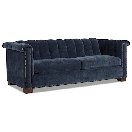 Transitional 2-Seat Chesterfield Sofa with Channeled Back