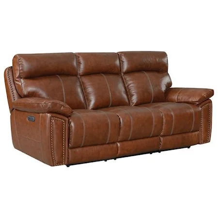 Transitional Power Reclining Sofa with Built-In USB Ports