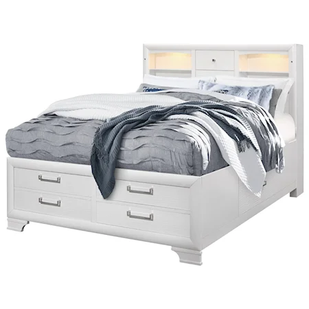 Transitional Full Size Storage Bed with LED Lights