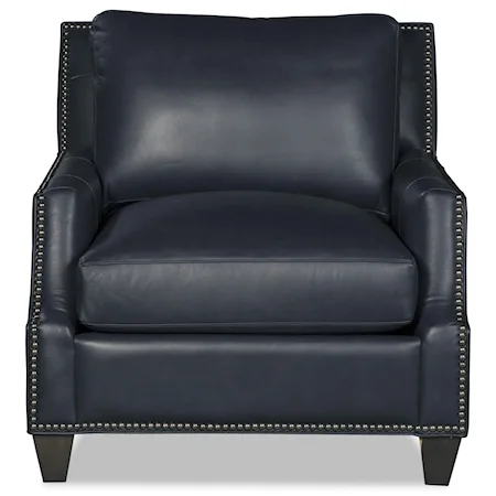 Transitional Leather Chair with Nailhead Studs