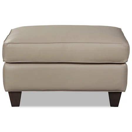 Transitional Leather Ottoman