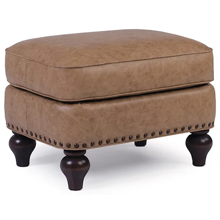 Transitional Upholstered Ottoman with Nailhead Trim