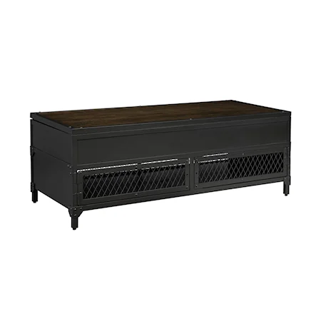 Industrial Lift Top Cocktail Table with Bottom Shelf