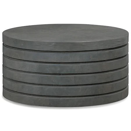 Round Short Salon Table in Zinc Finish