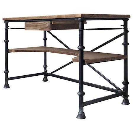 Industrial Desk in Industrial Grey with Pine Wood Top