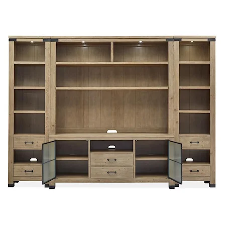 70" Rustic Industrial Entertainment Center with 3-Way Touch LED Lighting