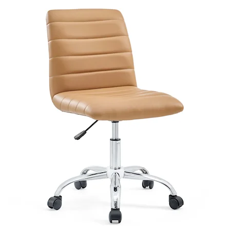 Ripple Contemporary Armless Mid Back Vinyl Office Chair - Tan