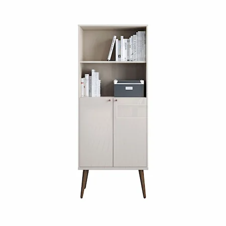 Utopia Bookcase in White Gloss and Maple Cream 