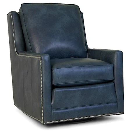 Transitional Swivel Chair with Nailhead Trim