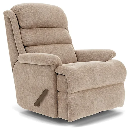 Casual Rocking Recliner with Channel-Tufted Back Cushion