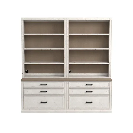 Cottage Library Double Bookcase with Soft-Close Drawers