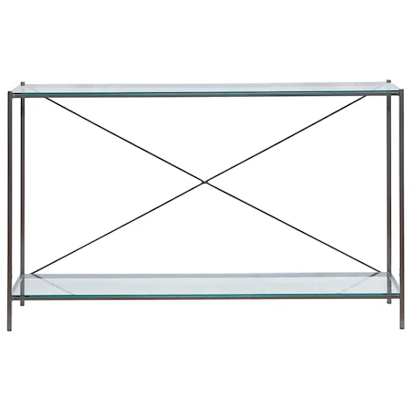 Metal Sofa Table with Tempered Glass