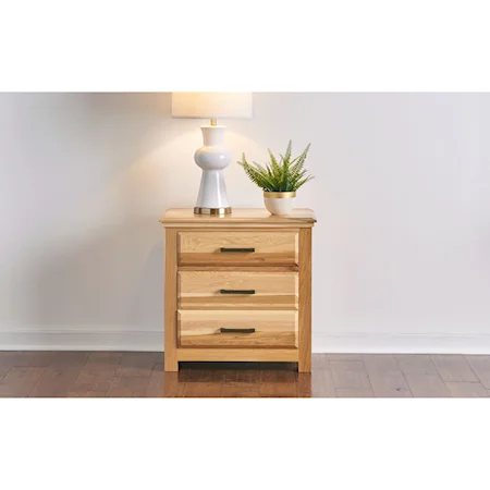 Transitional Solid Wood 3-Drawer Nightstand with Built-In USB Charger