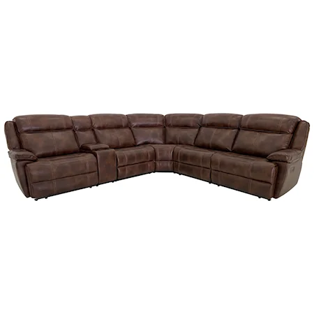 Casual 6-Piece Power Reclining Sectional with Pillow Arms