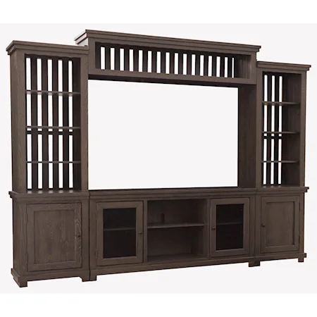 Contemporary Entertainment Center with Adjustable Shelving and Wire Management