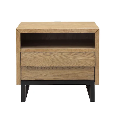 Contemporary 2-Drawer Shutter Nightstand