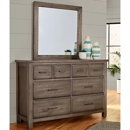 Solid Wood 6-Drawer Dresser and Mirror Set