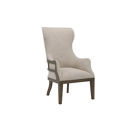 Transitional Wingback Accent Chair with Nailhead Trim