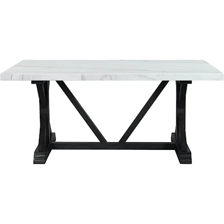 Transitional Marble Dining Table with Trestle Base