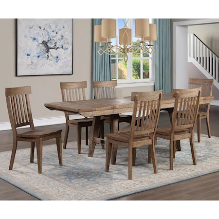 Rustic 7-Piece Dining Table Set with Expandable Leaves