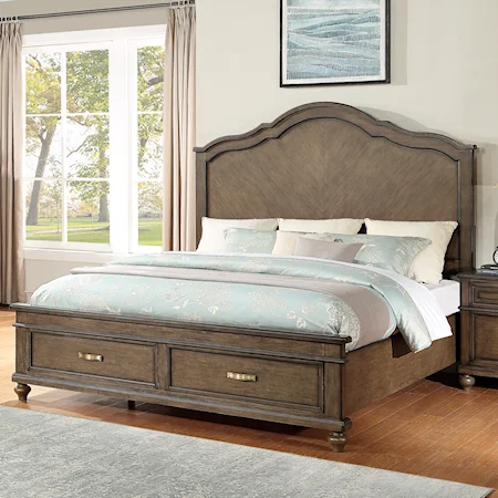 Transitional Queen Panel Storage Bed