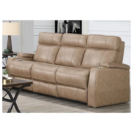 Contemporary Power Reclining Sofa with Built-In USB Ports