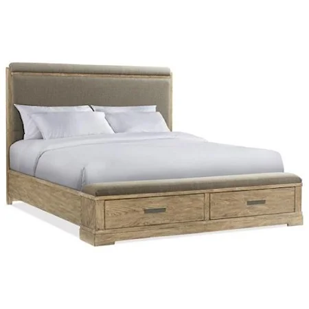 Rustic Queen Upholstered Bed with Storage