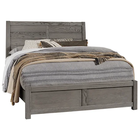 Solid Wood Queen Plank Headboard Bed