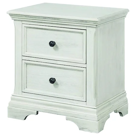 Traditional Solid Wood 2-Drawer Nightstand