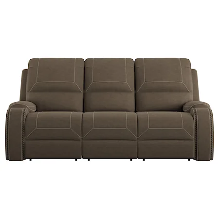 Casual Reclining Sofa with Dropdown Table and USB Port