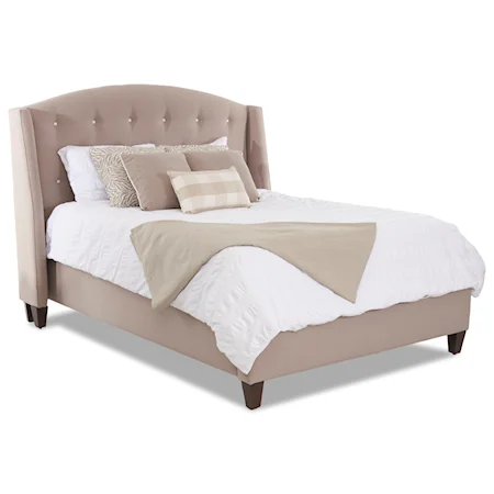 King Upholstered Bed with Button Tufted Headboard