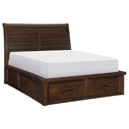 Transitional Queen Platform Bed with Storage Drawers