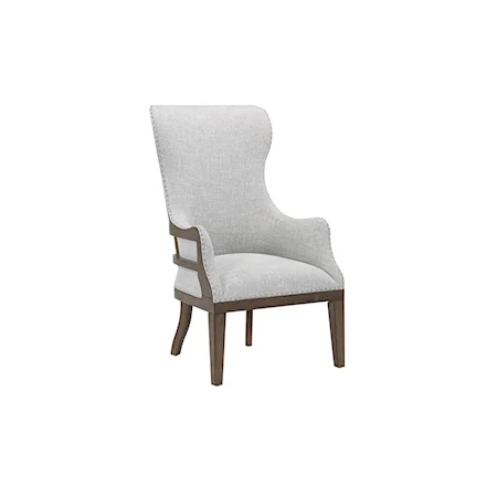 Transitional Wingback Accent Chair with Nailhead Trim