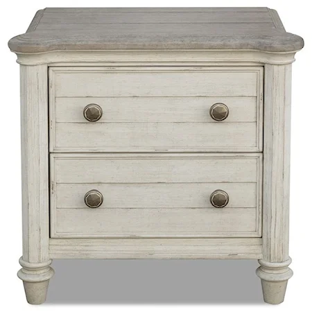 Farmhouse 2-Drawer Nightstand with USB Ports