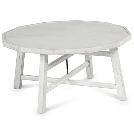 Farmhouse Round Cocktail Table with Tray Top