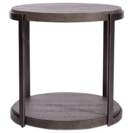 Metal/Wood Round End Table