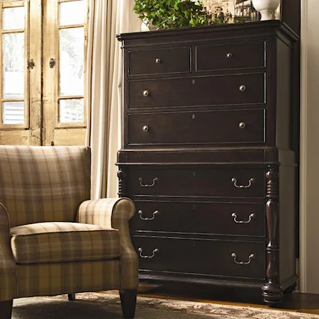 Tall Chest with 7 Drawers and Semi-Hidden Jewelry Tray Drawer